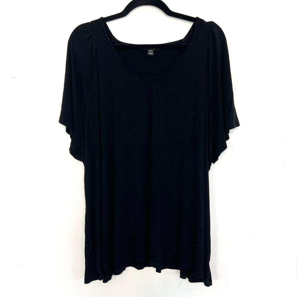 Lane Bryant Top Solid Black Soft Stretch Knit Plus Size 26/28 4X